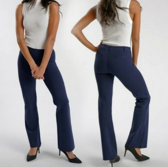 Betabrand Dress Yoga Pants Bootcut Classic Navy Medium PETITE - Picture 1 of 6